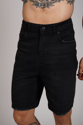 PANTALON SCURT DENIM NEGRU